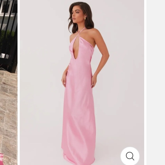 PEPPERMAYO NOIR SYMPHONY MAXI DRESS IN PINK KEYHOLE CUTOUT BACKLESS SEXY DRESS - Picture 5 of 8